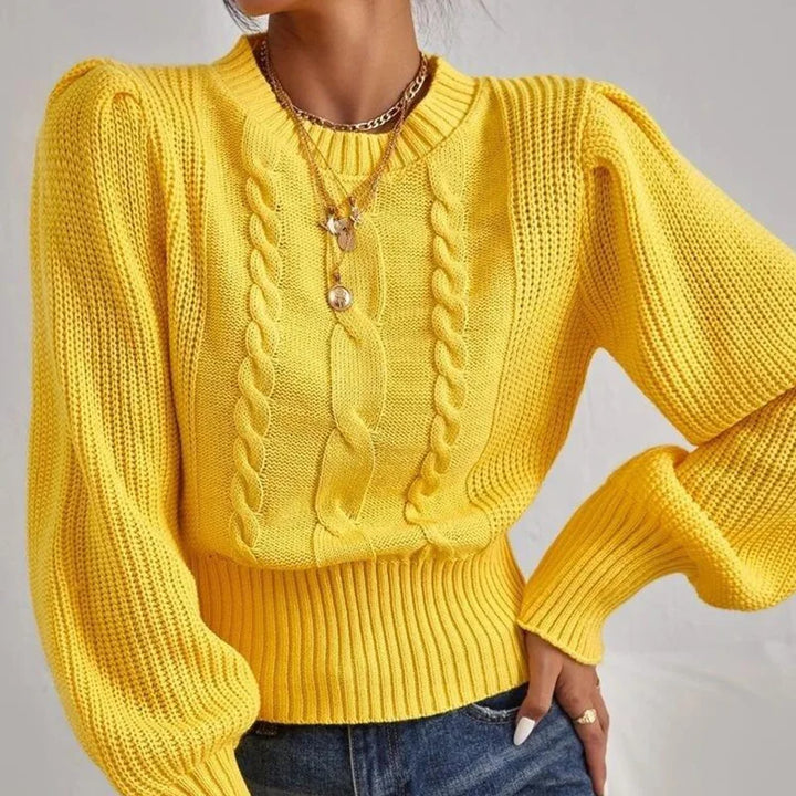 Casual Trui met lantaarnmouwen en twist voor dames-Blazers & Vesten-Calora-Zwart-Eén maat-Calora