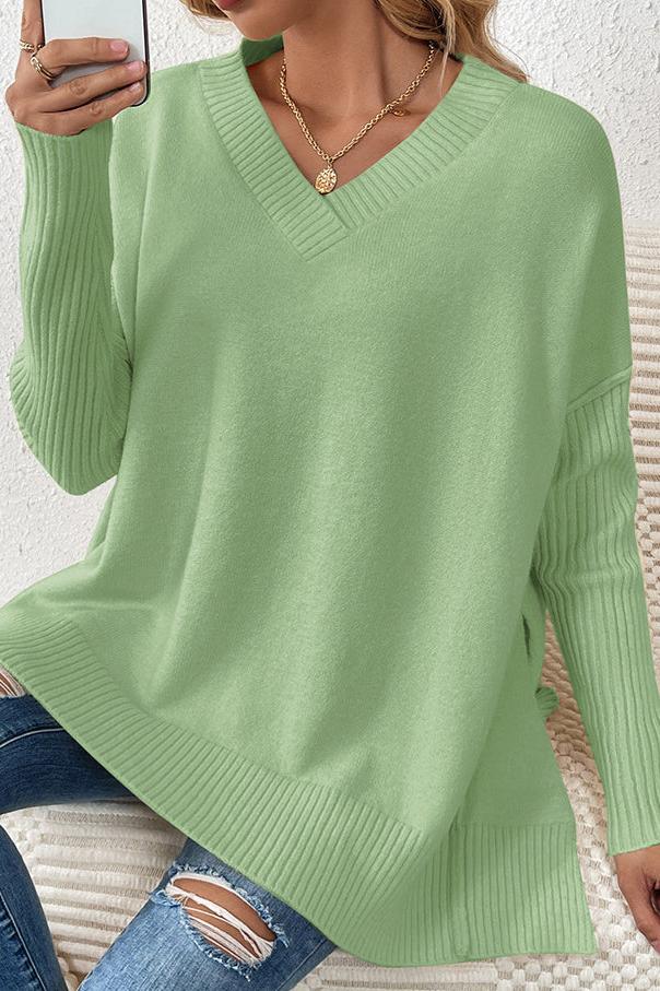 CALORA_ Casual V-Hals Lange Mouwen Gebreide Trui