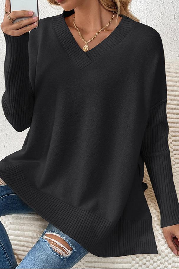 CALORA_ Casual V-Hals Lange Mouwen Gebreide Trui