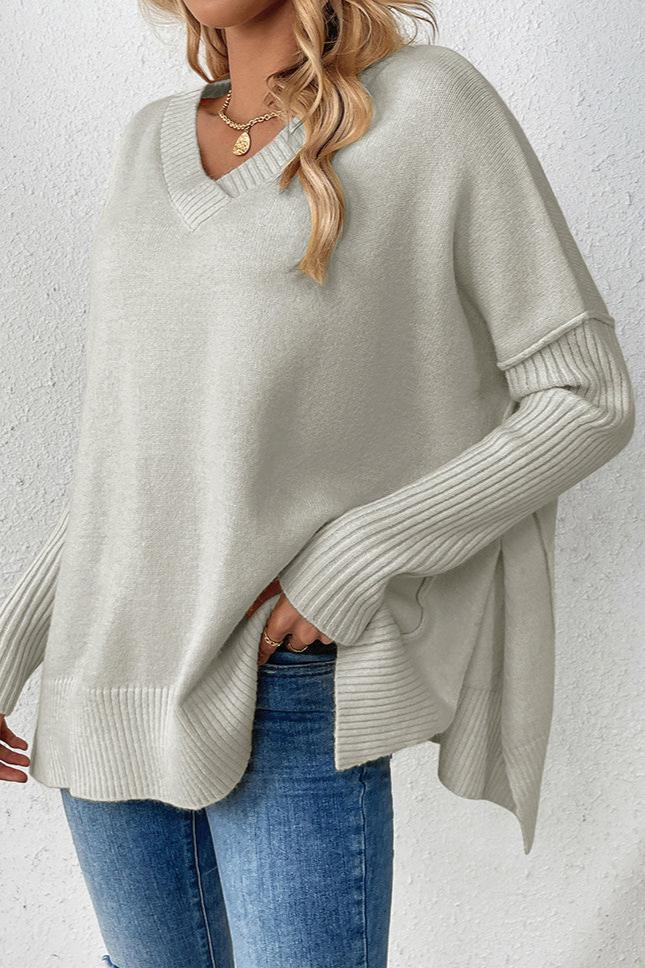 CALORA_ Casual V-Hals Lange Mouwen Gebreide Trui