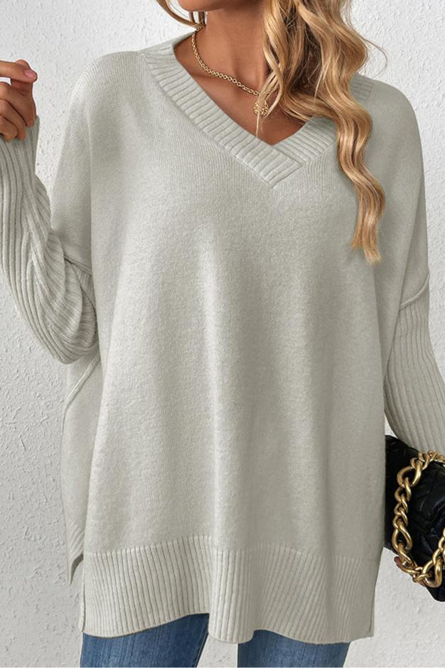 CALORA_ Casual V-Hals Lange Mouwen Gebreide Trui