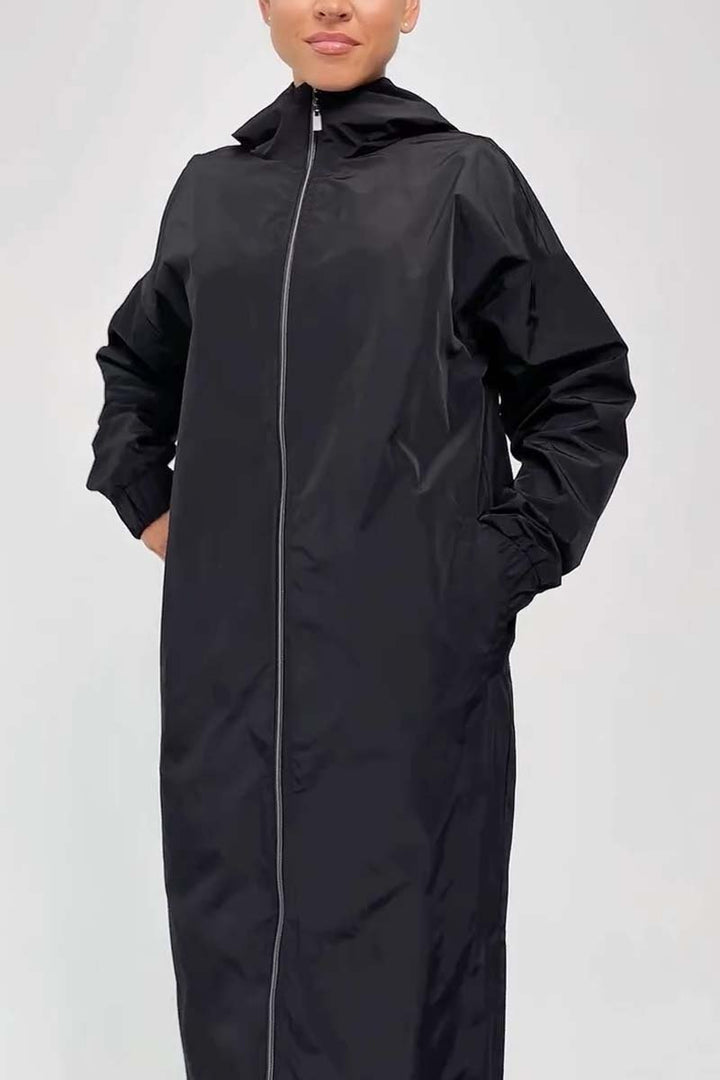 CALORA_ Casual Waterdichte Lange Dames Jas met Capuchon