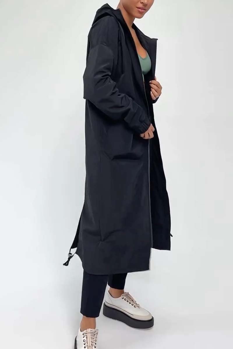 CALORA_ Casual Waterdichte Lange Dames Jas met Capuchon