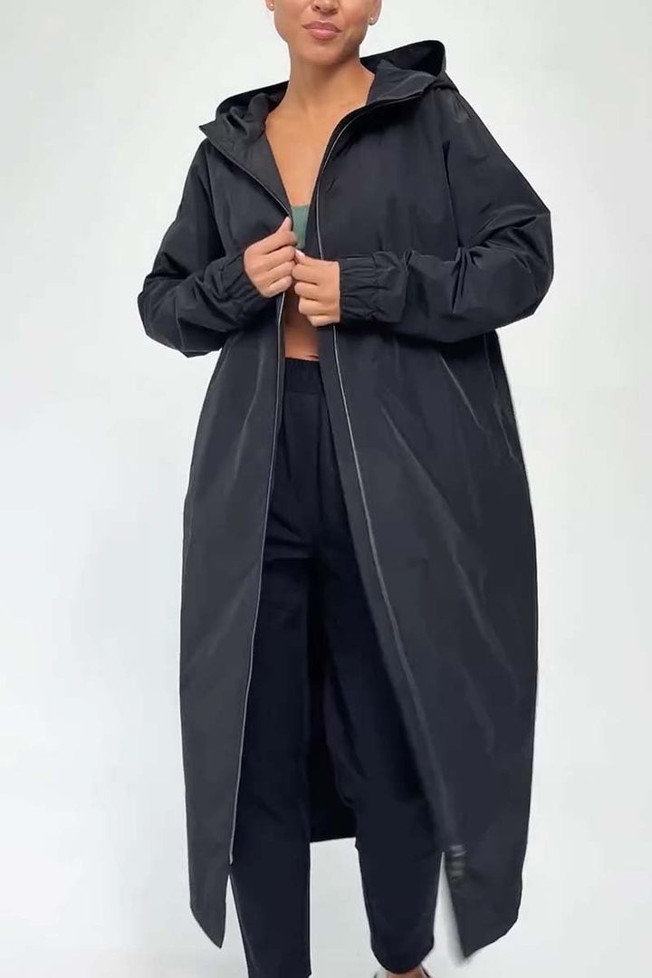 CALORA_ Casual Waterdichte Lange Dames Jas met Capuchon