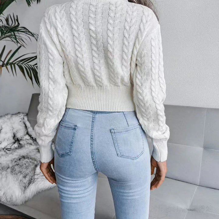 Casual winter basics gebreide crop top trui voor dames-Shirts & Topjes-Calora-Wit-Eén maat-Calora