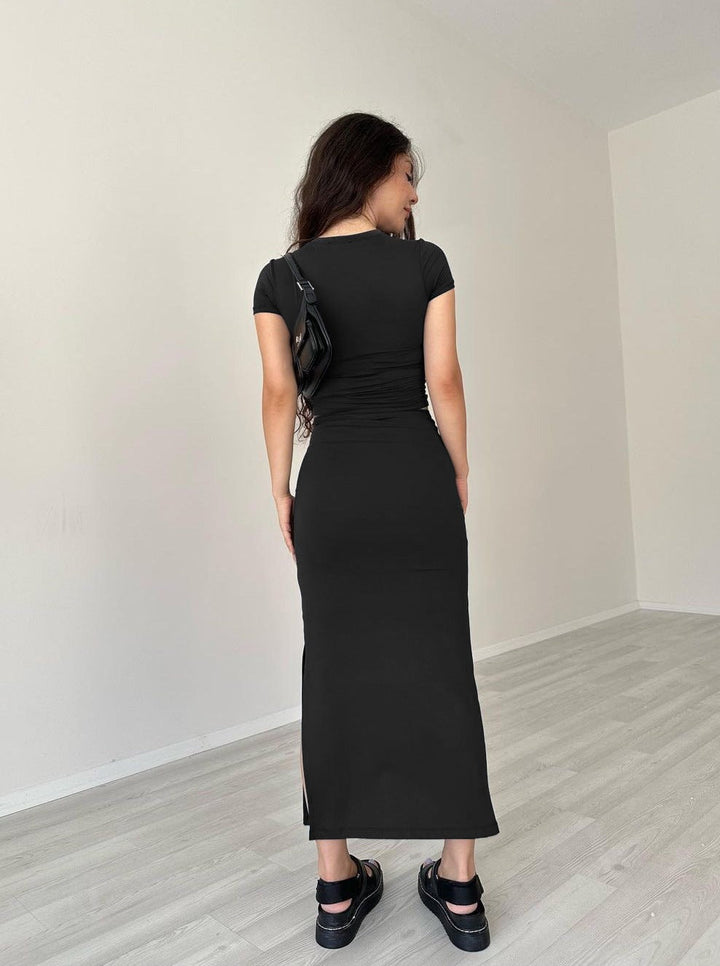 Casual zwarte ronde hals crop top en rok set-Sets & Pakken-Calora-S-Calora