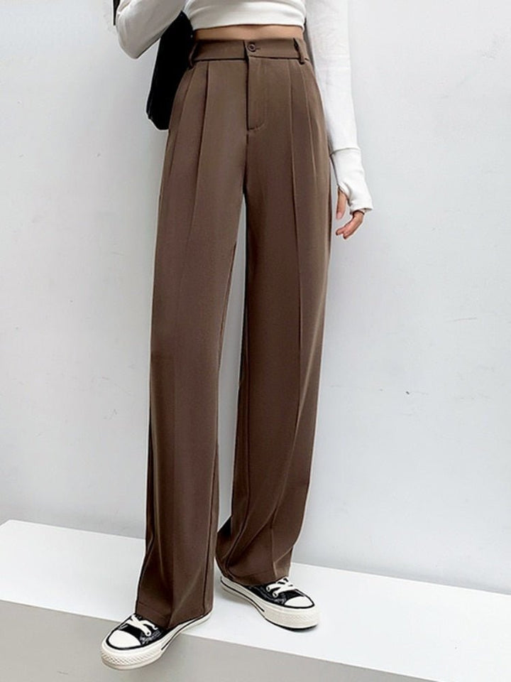 Casuala | Hoge Taille Broek-Pantalons-Calora-Bruin-XS-Calora
