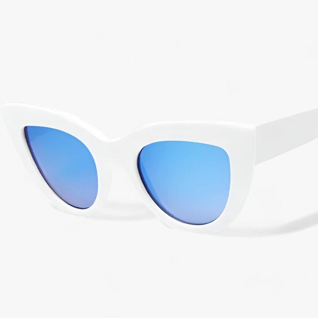 Cat Eye Zonnebril | Vintage Luxe Designer met UV400 Bescherming-Elektronica/Gadgets-Calora-WitBlauw-Calora