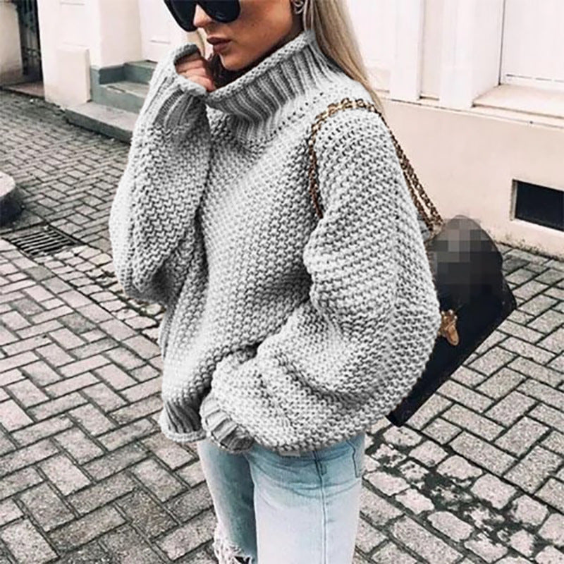 Catriona - trui met halfhoge kraag-Blazers & Vesten-Calora-Grijs-S-Calora