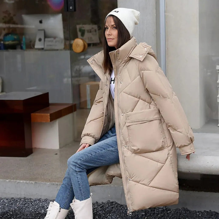 Celina | Warme Puffer Winterjas-Zomer Jassen-Calora-Khaki-M-Calora
