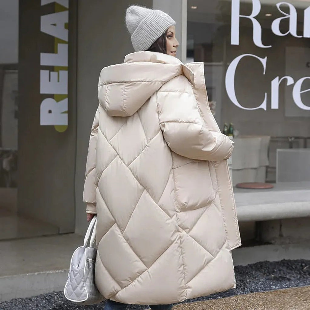 Celina | Warme Puffer Winterjas-Zomer Jassen-Calora-Wit-M-Calora