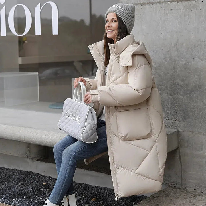 Celina | Warme Puffer Winterjas-Zomer Jassen-Calora-Wit-M-Calora