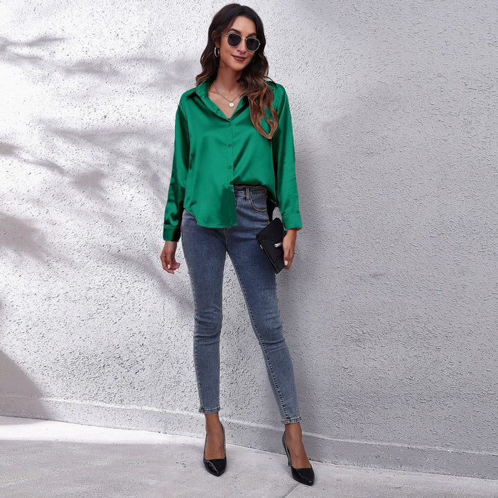 CALORA_ Chenalva | Luchtige Satijnen Blouse