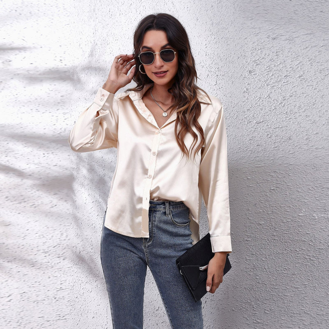 CALORA_ Chenalva | Luchtige Satijnen Blouse