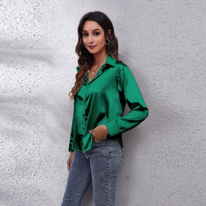 CALORA_ Chenalva | Luchtige Satijnen Blouse