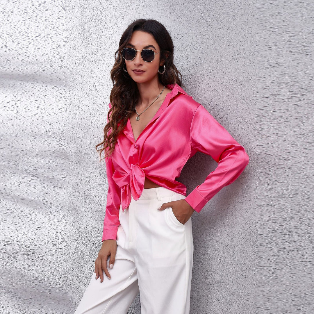 CALORA_ Chenalva | Luchtige Satijnen Blouse