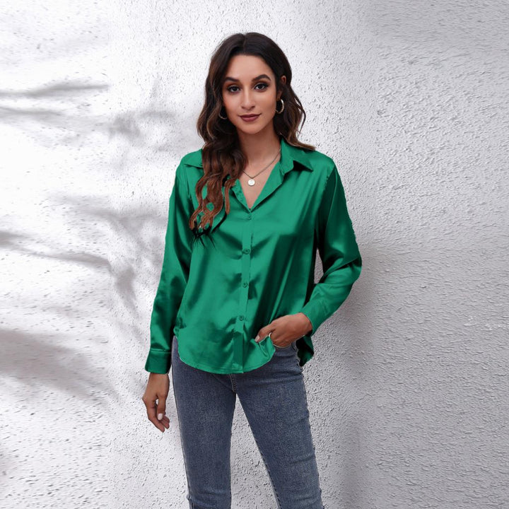 CALORA_ Chenalva | Luchtige Satijnen Blouse