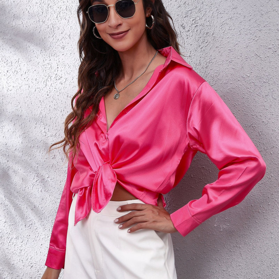 CALORA_ Chenalva | Luchtige Satijnen Blouse