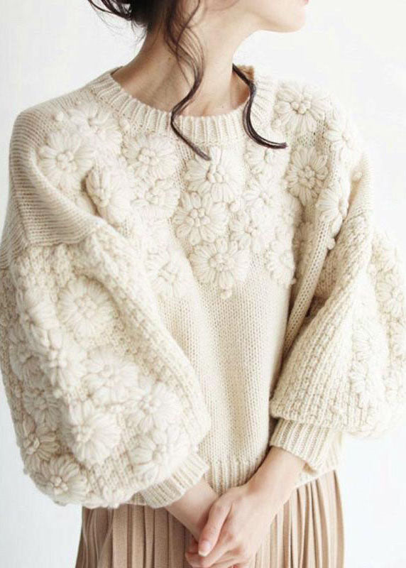 CALORA_ Chic Beige Dikke Warme Geborduurde Herfst Breitruien