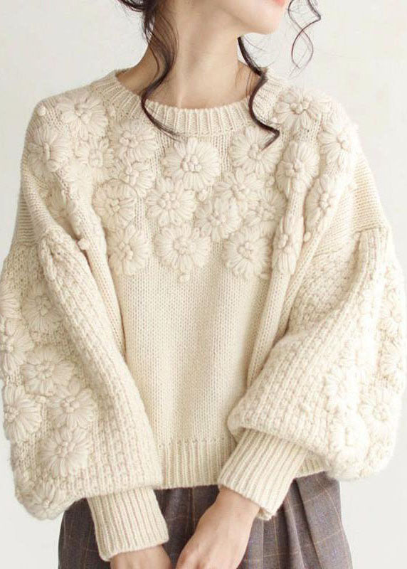 CALORA_ Chic Beige Dikke Warme Geborduurde Herfst Breitruien