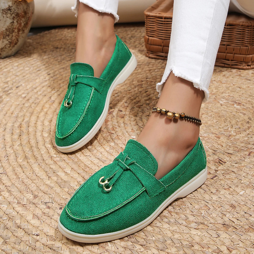 Chic & Comfort Loafers - Dames Suede Instappers voor de Herfst en Lente-Loafers-Calora-Groen-36-Calora