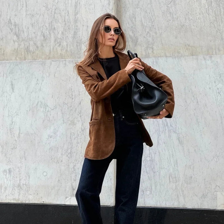 CALORA_ Chic Suède Dames Colbert Jas