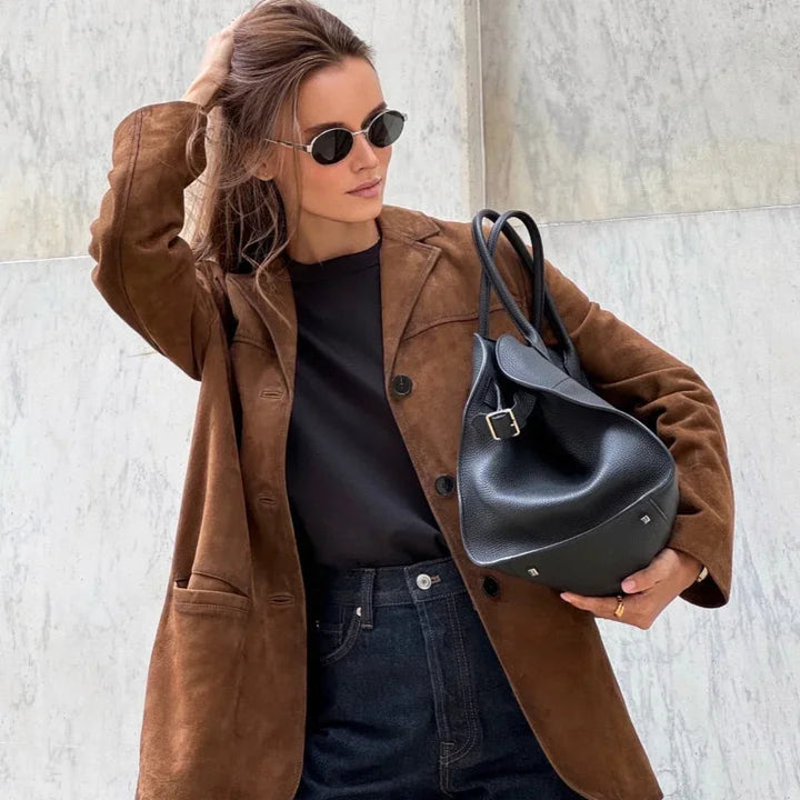 CALORA_ Chic Suède Dames Colbert Jas