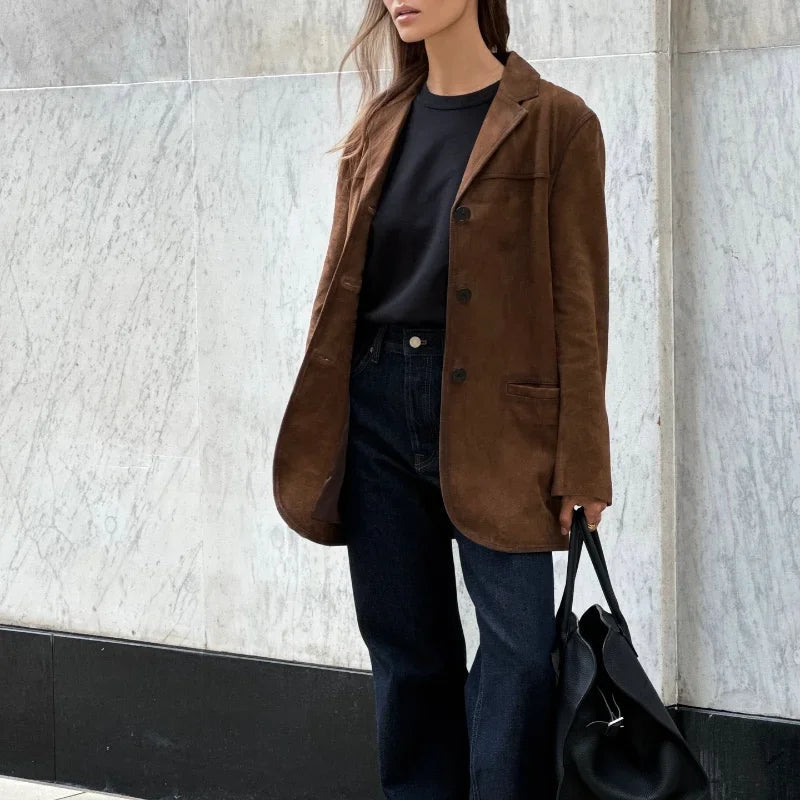 CALORA_ Chic Suède Dames Colbert Jas
