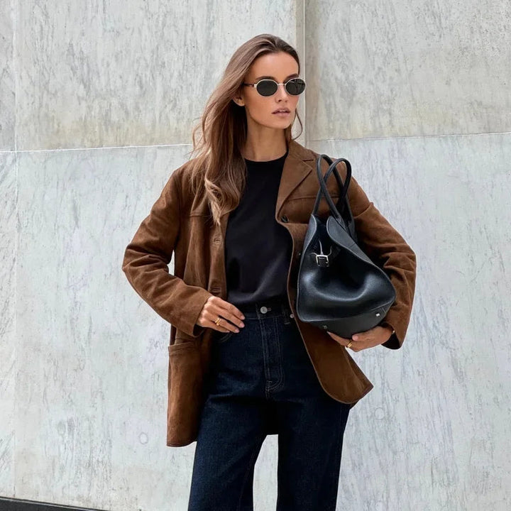 CALORA_ Chic Suède Dames Colbert Jas