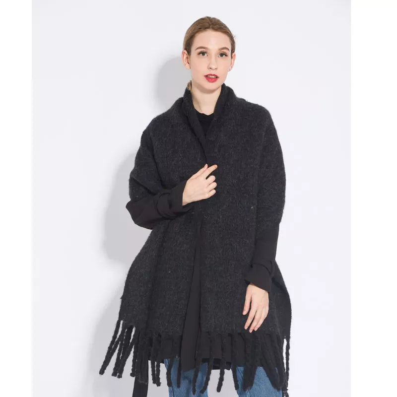 ChicWool | Dikke Warme Kasjmier Sjaal-Home Decor-Calora-Zwart-190X50CM-Calora
