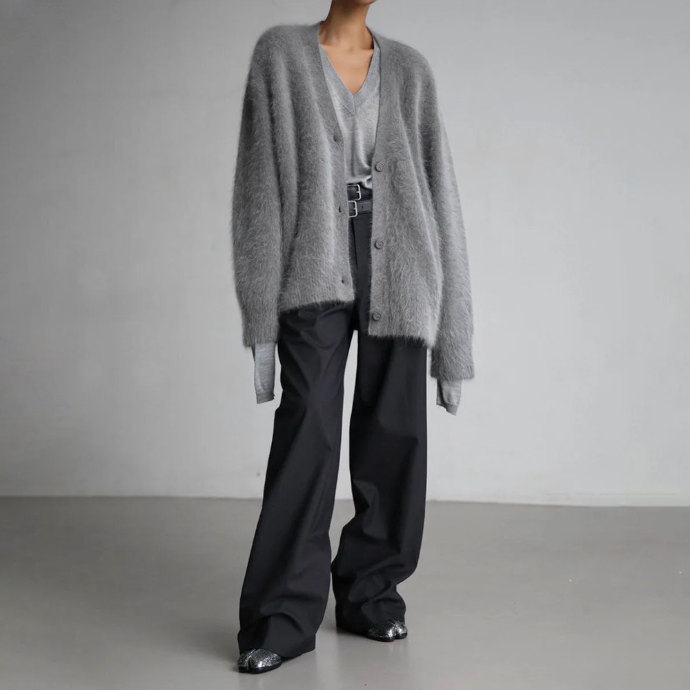 CALORA_ Chique comfortabel kasjmier vest met V-hals