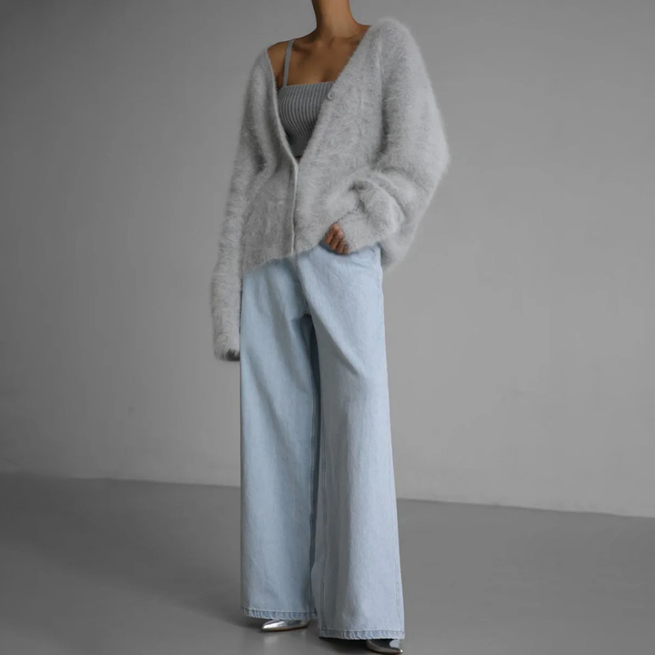 CALORA_ Chique comfortabel kasjmier vest met V-hals