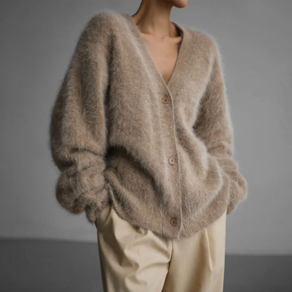 CALORA_ Chique comfortabel kasjmier vest met V-hals