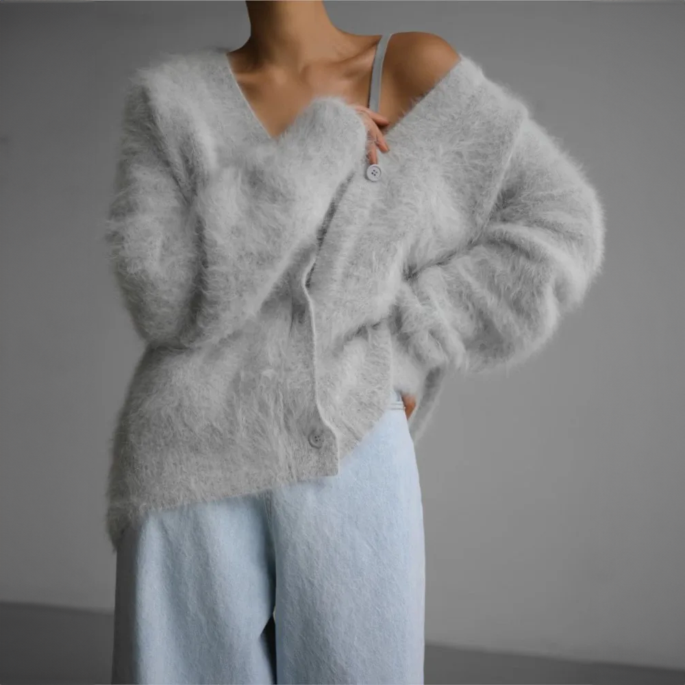 CALORA_ Chique comfortabel kasjmier vest met V-hals