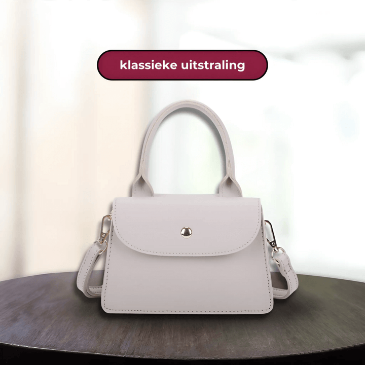 Chique Feravini Mini Handtas met klepsluiting-Handtassen-Calora-Beige-Calora