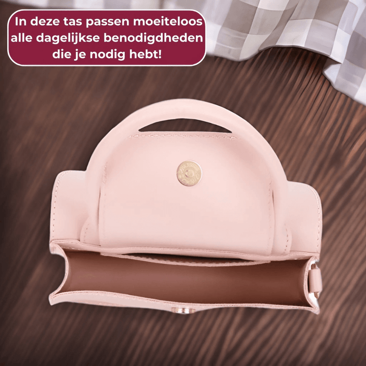 Chique Feravini Mini Handtas met klepsluiting-Handtassen-Calora-Beige-Calora