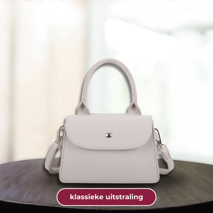Chique Feravini Mini Handtas met klepsluiting-Handtassen-Calora-Beige-Calora