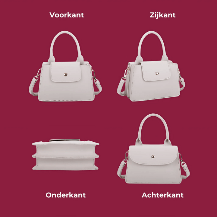 Chique Feravini Mini Handtas met klepsluiting-Handtassen-Calora-Beige-Calora