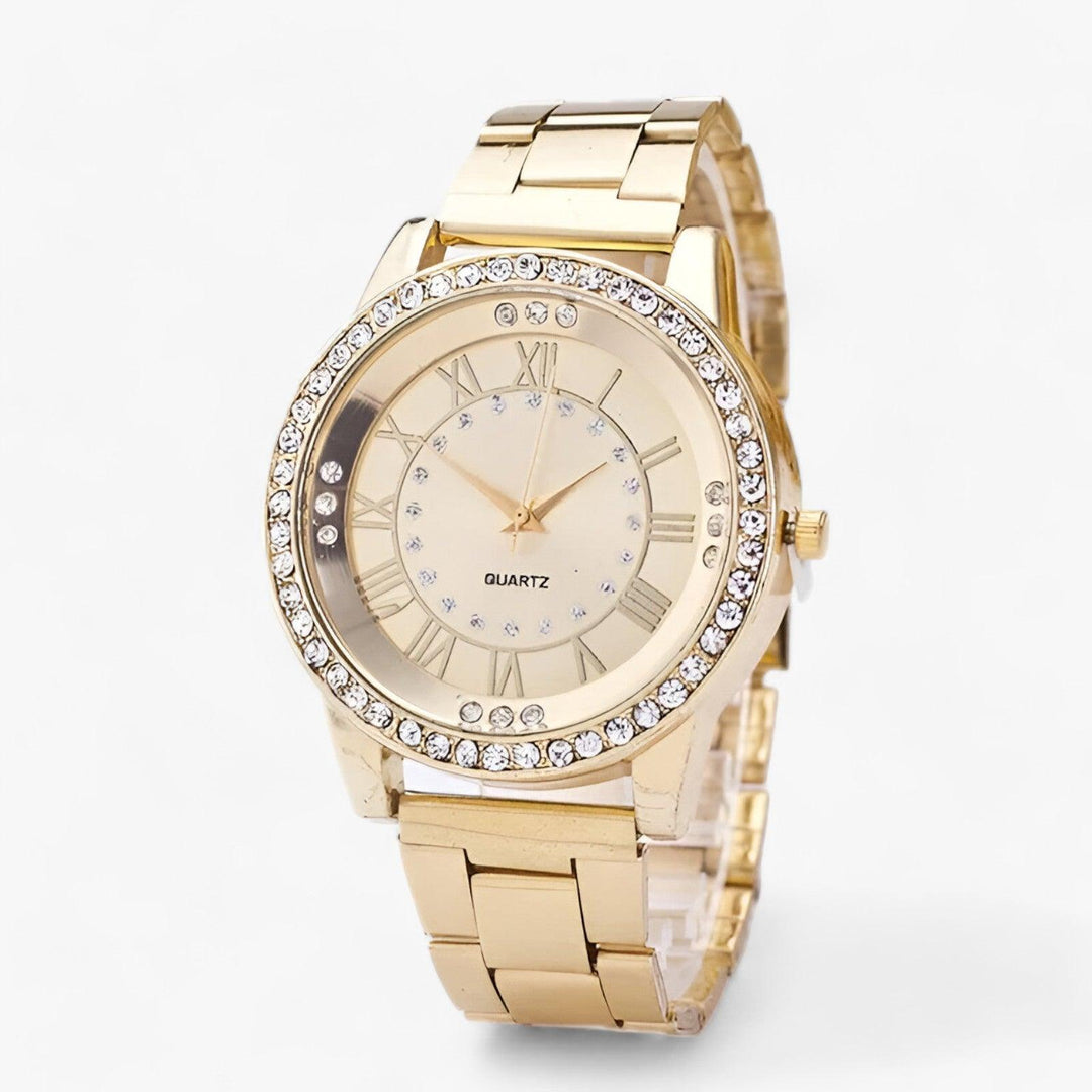 Chique Sporthorloge met diamanten wijzerplaat-Horloges-Calora-Goud-Calora