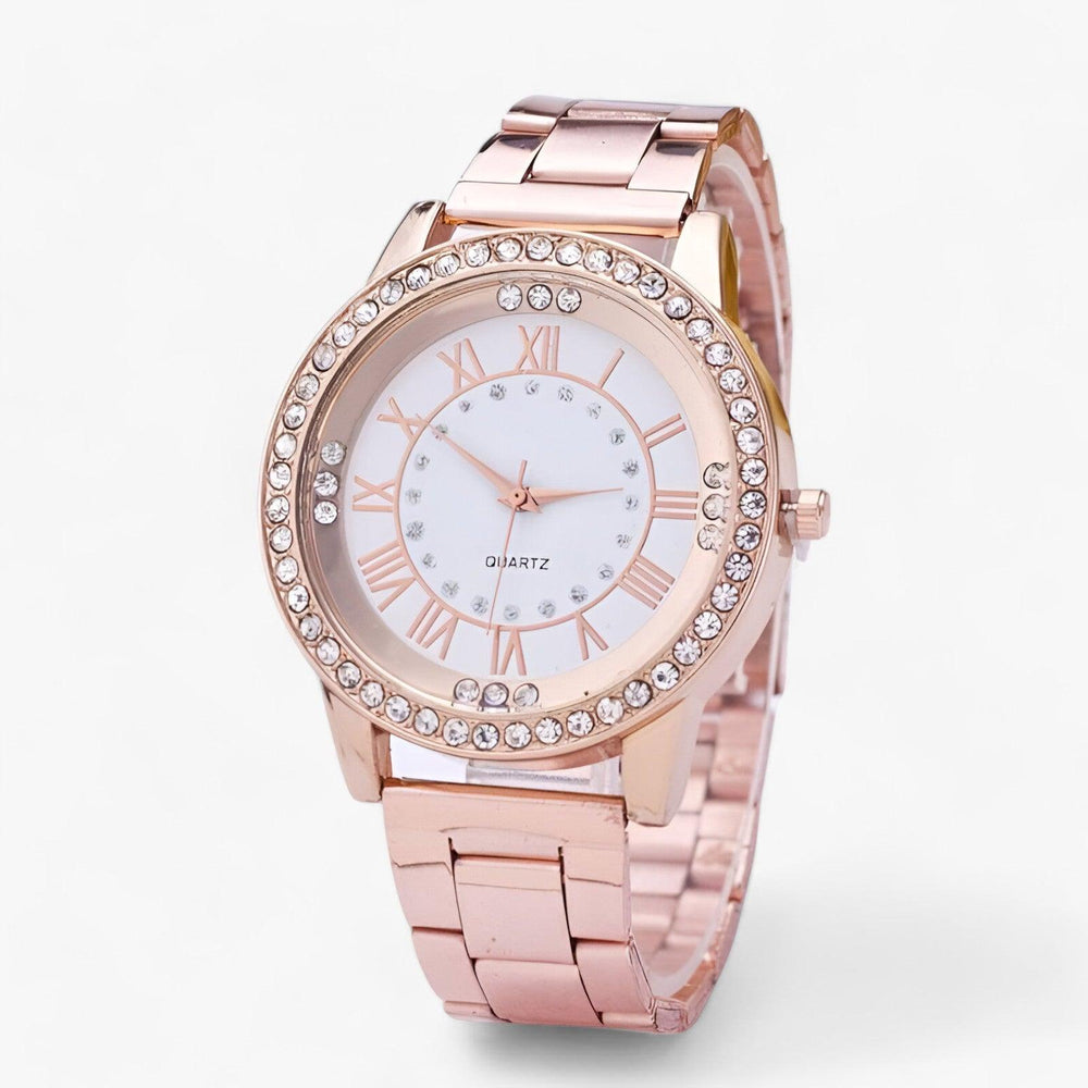 Chique Sporthorloge met diamanten wijzerplaat-Horloges-Calora-Roségoud-Calora