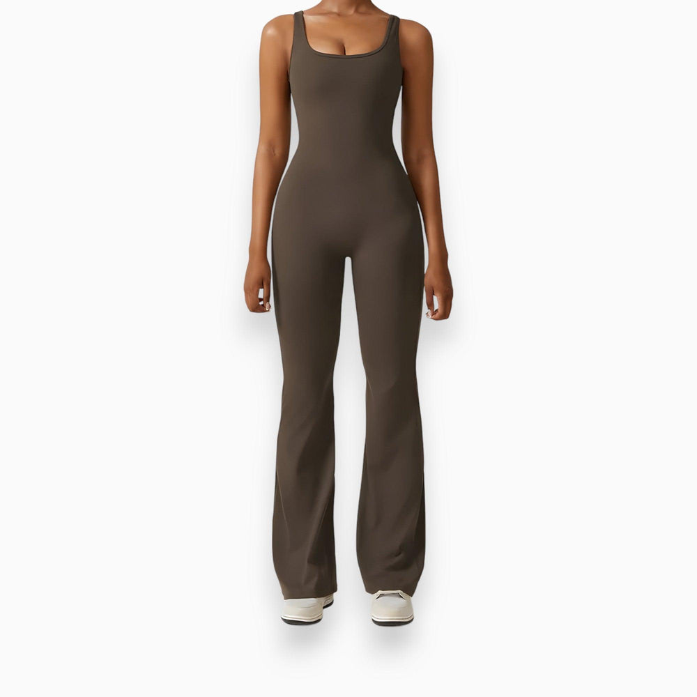 Chique Strakke Jumpsuit-Jumpsuits-Calora-Bruin-S-Calora