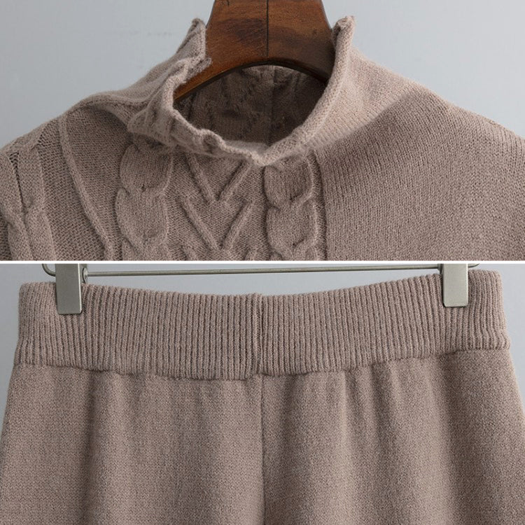 Chique wijde broek lange mouwen trui 2-delige set-Sets & Pakken-Calora-Roze-Eén maat-Calora