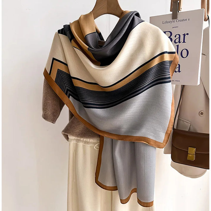 Chique Winter Sjaal - Luxe Wol Katoen Dames Sjaal-Home Decor-Calora-Wit-Calora