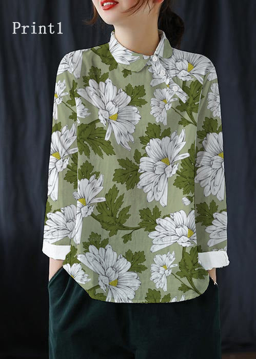 Chique Witte Revers Knopen Voorjaars Blouse-Blouses-Calora-Print2-L-Calora