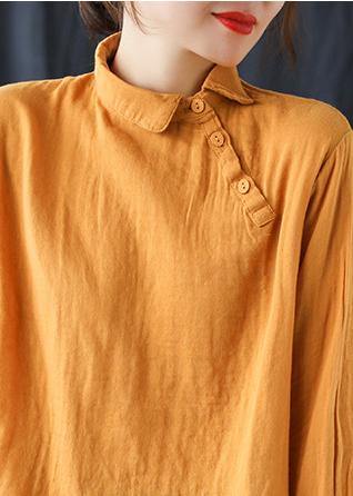 Chique Witte Revers Knopen Voorjaars Blouse-Blouses-Calora-Wit-L-Calora