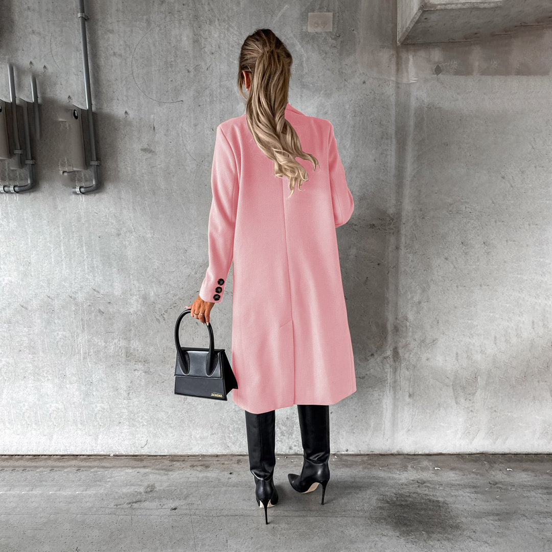 Clare | Dames winter trenchcoat met dubbele rij knopen-Zomer Jassen-Calora-Roze-S-Calora
