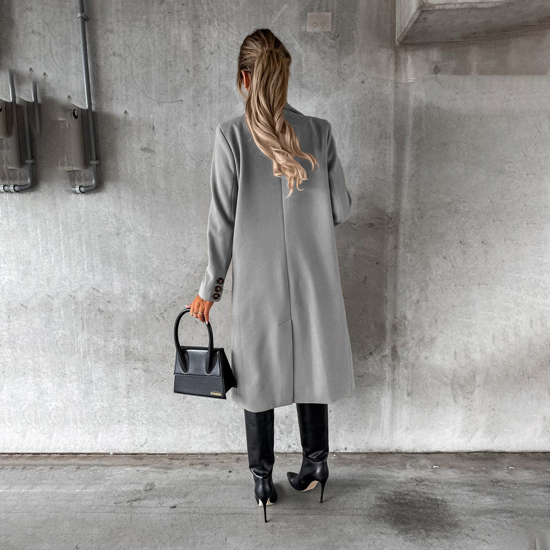 Clare | Dames winter trenchcoat met dubbele rij knopen-Zomer Jassen-Calora-Roze-S-Calora