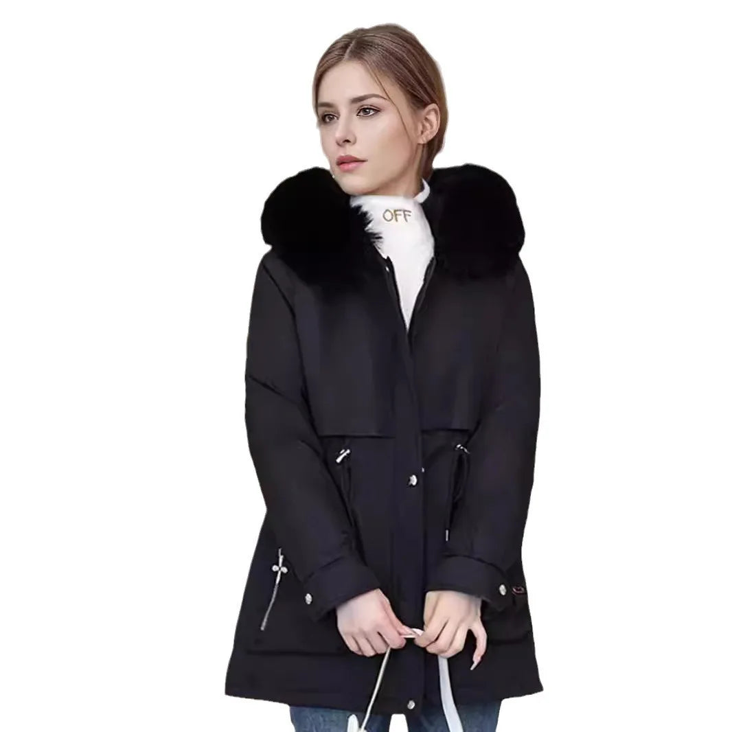 Clarissa | Winterparka voor dames bontkraag - trekkoord taillejas-Zomer Jassen-Calora-Bruin-S-Calora