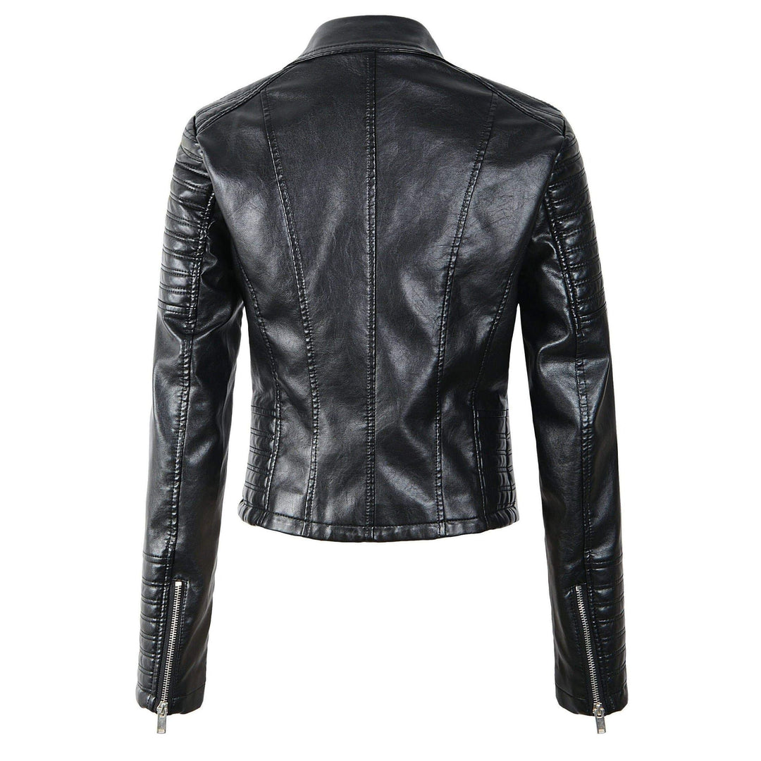 CALORA_ Classieke Dames PU Leren Bikerjas met Asymmetrische Rits