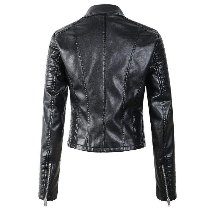 CALORA_ Classieke Dames PU Leren Bikerjas met Asymmetrische Rits
